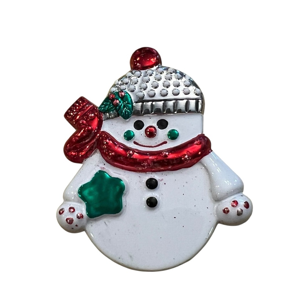 Christmas Snowman‎ Enamel BEST Vintage Brooch Pin Pendant Combo Colorful Festive